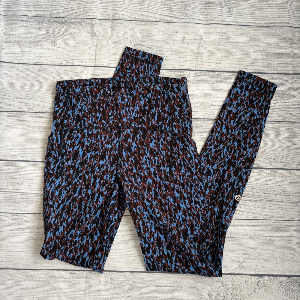 Lululemon Swift Speed Leopard Camo Blue Nile Multi Leggings Size 4